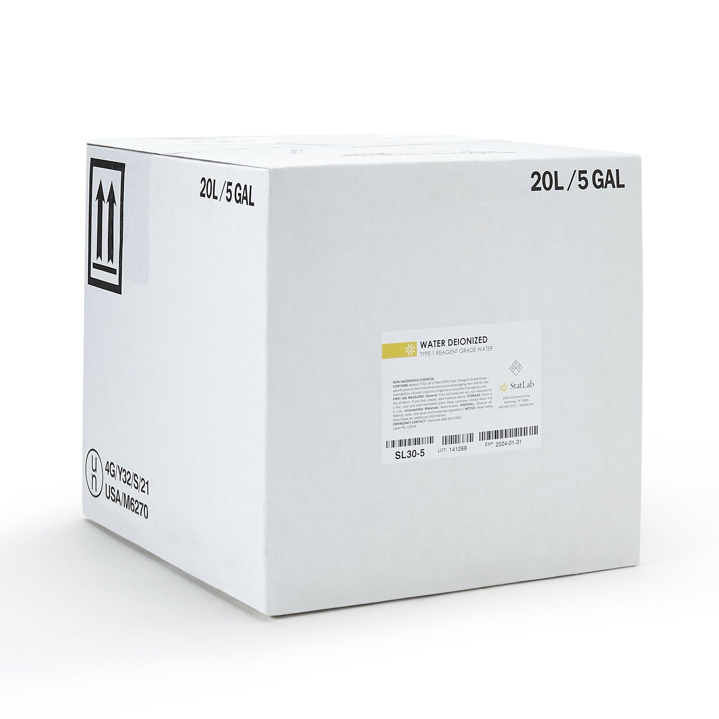 StatLab Medical Products Chemistry Reagent Deionized Water ACS Grade 100% 5 gal. (1002280_EA)