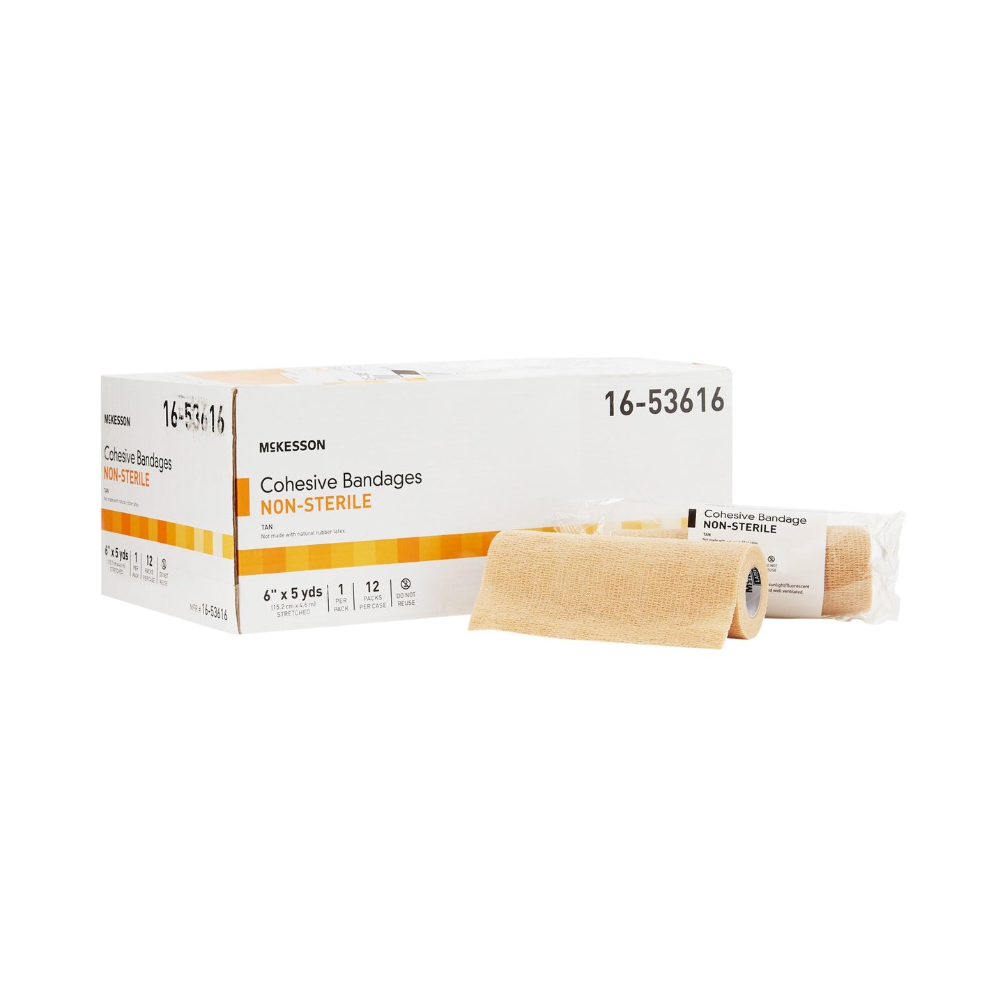 McKesson Cohesive Bandage 6 Inch X 5 Yard Self-Adherent Closure Tan NonSterile Standard Compression (520548_CS)