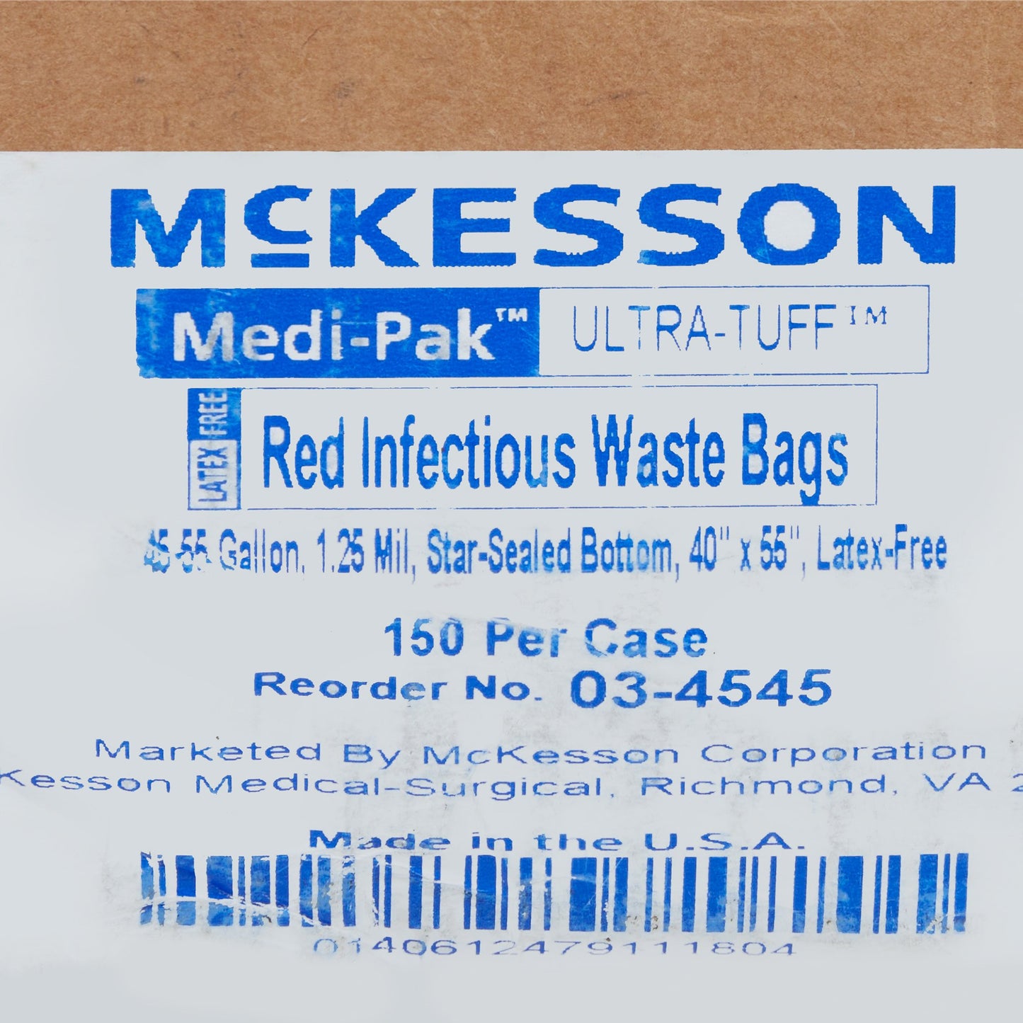 McKesson Biohazard Waste Bag Biohazard Symbol / Infectious Waste 45 to 55 gal. Red 40 X 55 Inch (185448_CS)