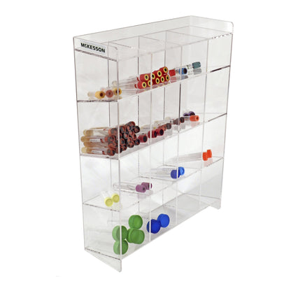 McKesson Tiered 4-Tier Tube Organizer 16 Place Accommodates Multiple Size Tubes Clear 15.5 X 5.5 X 20.75 Inch (1047235_EA)