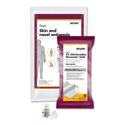 Sage Nose To Toes™ Skin and Nasal Prep Kit Soft Pack 2% / 5% Strength CHG (Chlorhexidine Gluconate) / Povidone-Iodine NonSterile (831798_CS)