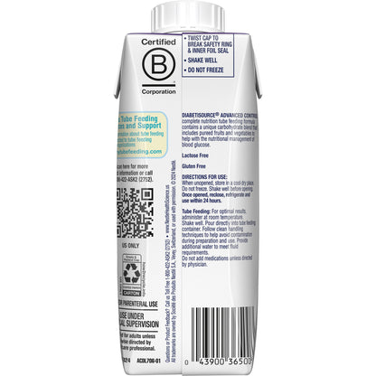 Diabetisource® AC Tube Feeding Formula Unflavored Liquid 250 mL Carton (525738_EA)