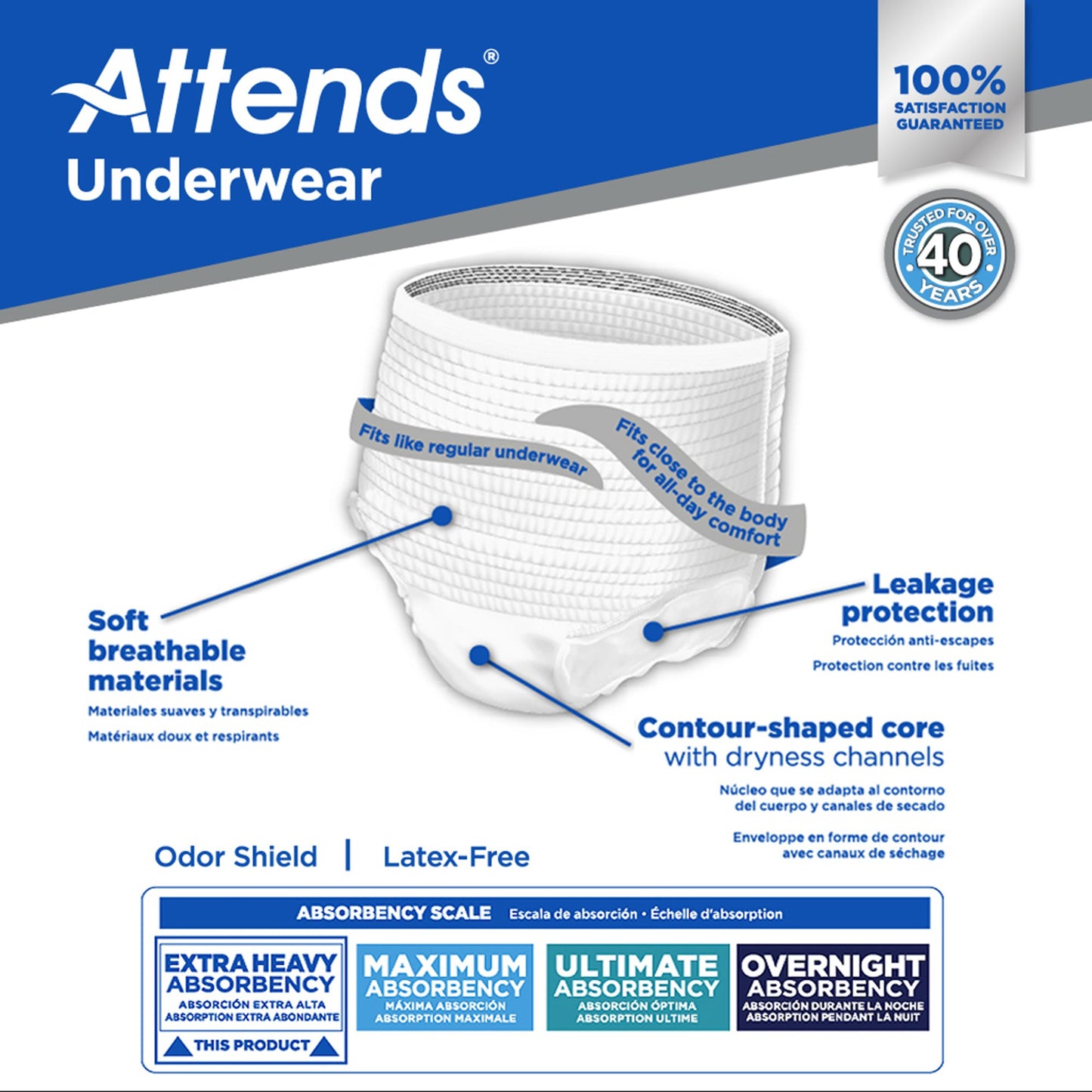 Attends® Care Unisex Adult Absorbent Underwear Pull On with Tear Away Seams X-Large Disposable Heavy Absorbency (1028713_CS)