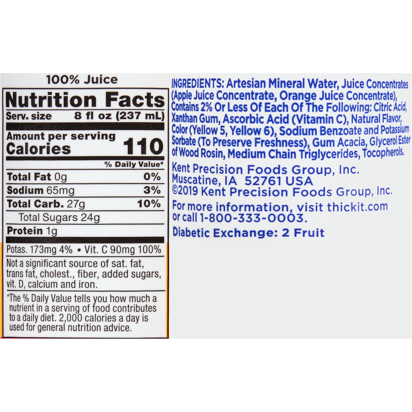 Thick-It® Clear Advantage® Thickened Beverage 8 oz. Bottle Orange Flavor Liquid IDDSI Level 2 Mildly Thick (803169_CS)