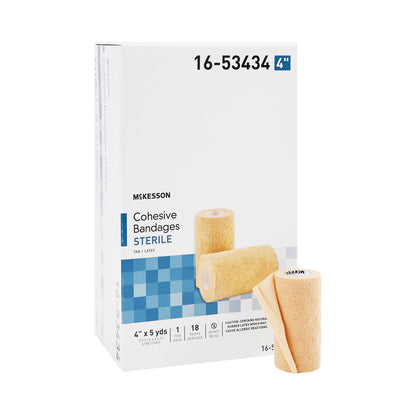 McKesson Cohesive Bandage 4 Inch X 5 Yard Self-Adherent Closure Tan Sterile Standard Compression (520556_EA)
