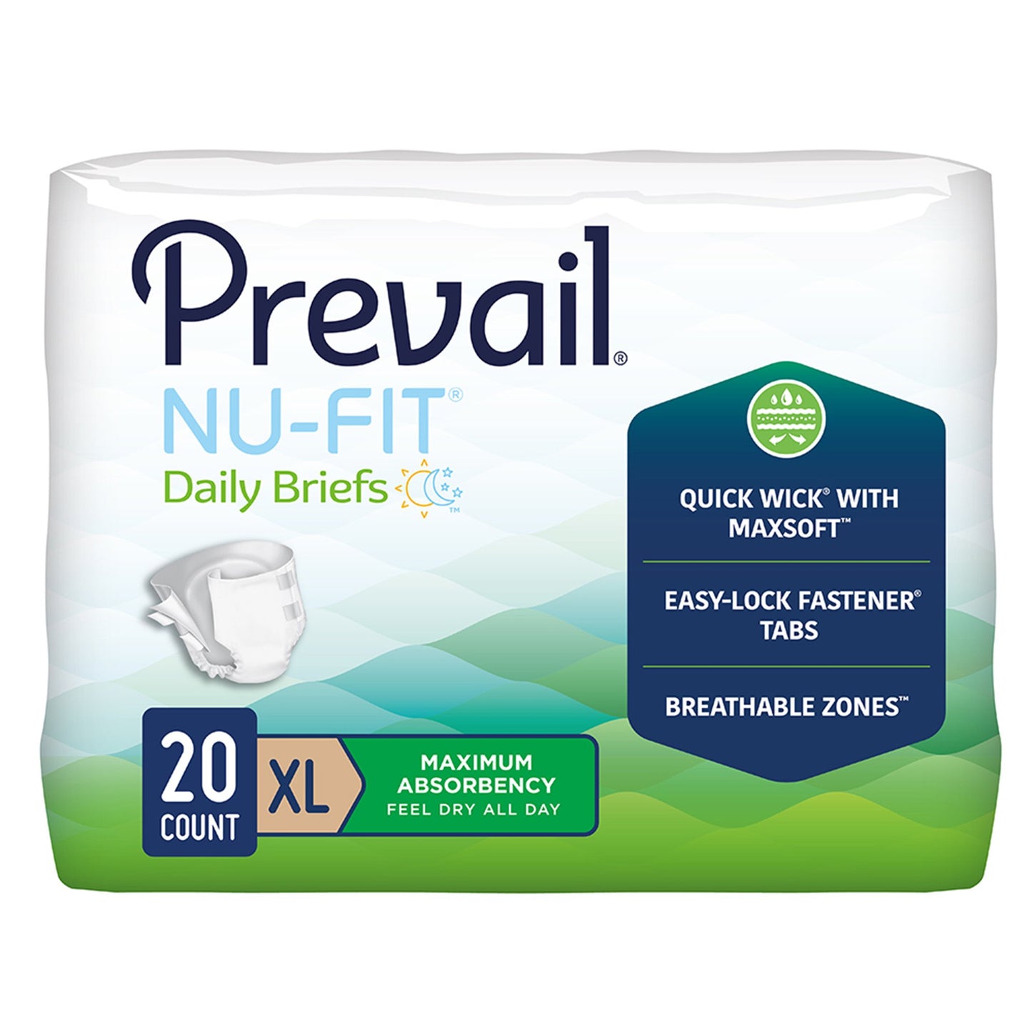 Prevail® Nu-Fit® Unisex Adult Incontinence Brief X-Large Disposable Heavy Absorbency (1261578_PK)