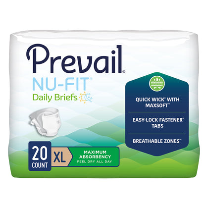 Prevail® Nu-Fit® Unisex Adult Incontinence Brief X-Large Disposable Heavy Absorbency (1261578_CS)