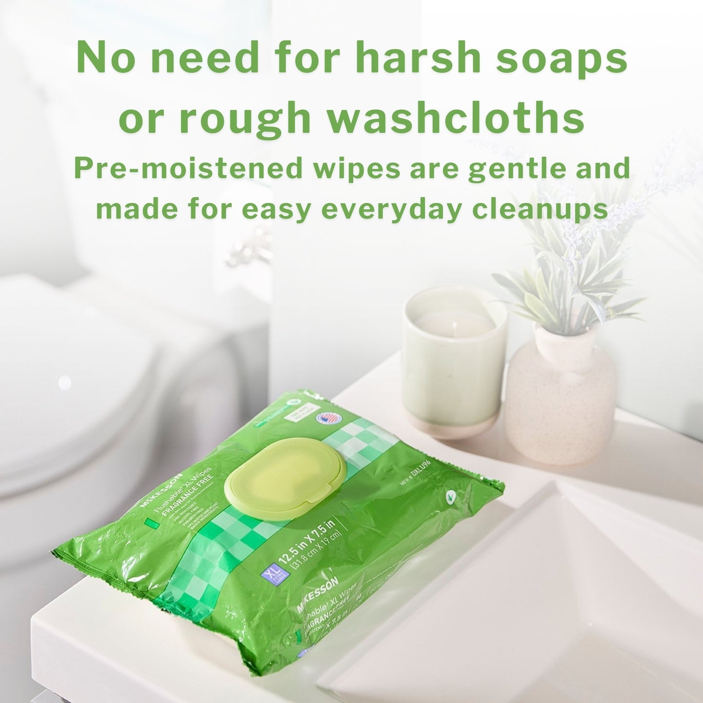 McKesson Flushable Personal Wipe Soft Pack Unscented 48 Count (1241745_PK)