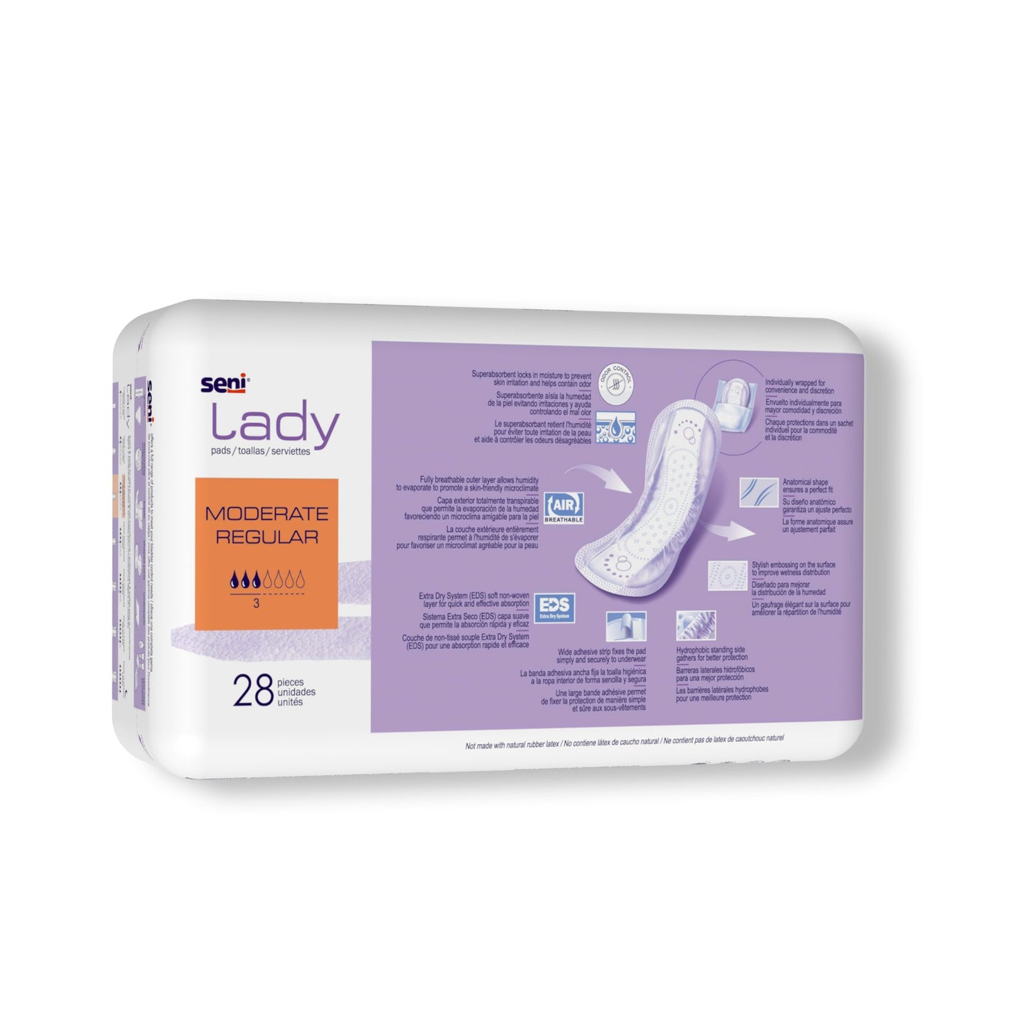 Seni® Lady Moderate Bladder Control Pad 10 Inch Length Moderate Absorbency Super Absorbent Core One Size Fits Most (1222535_CS)