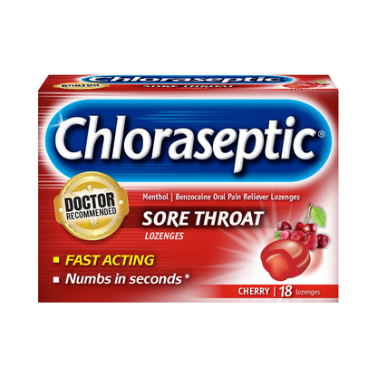 Chloraseptic® Sore Throat Relief 1.4% Strength Lozenge 18 per Box (257704_EA)
