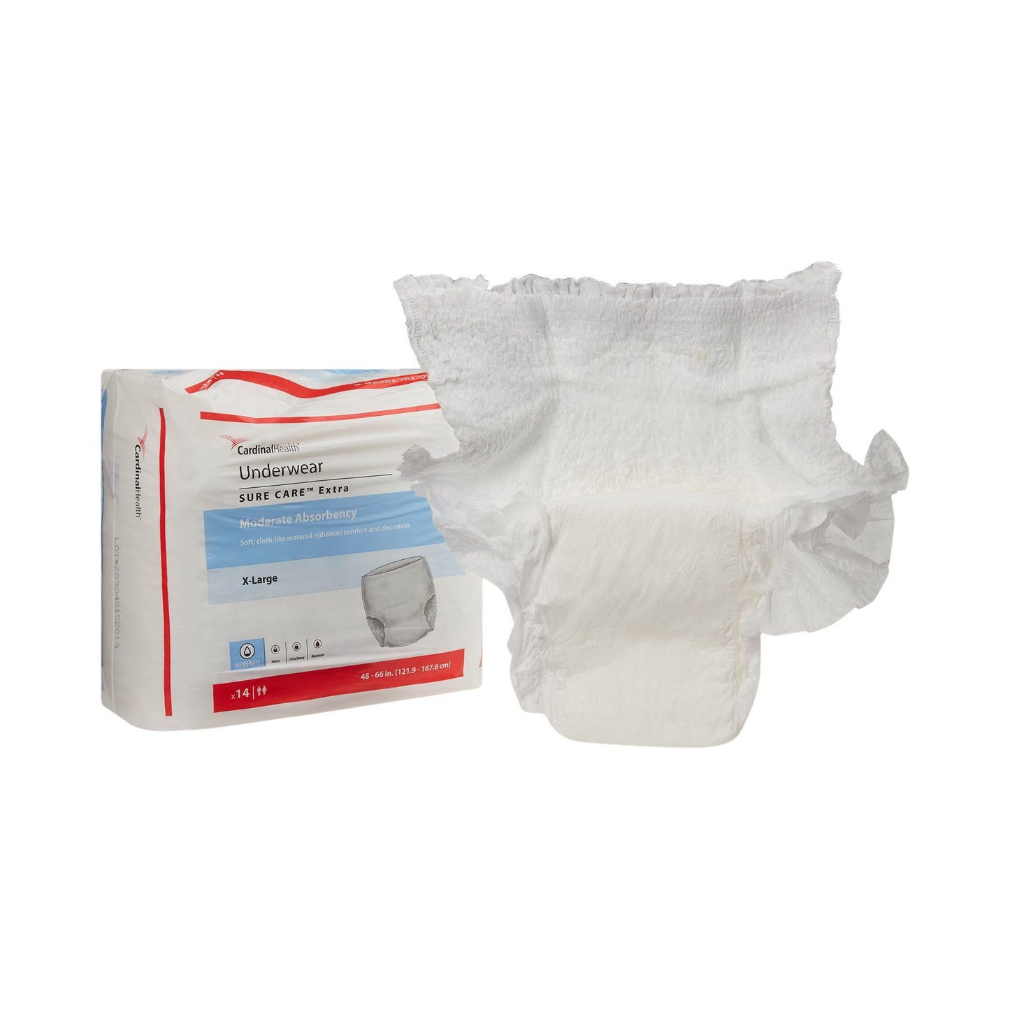 Sure Care™ Extra Unisex Adult Absorbent Underwear Pull On with Tear Away Seams X-Large Disposable Moderate Absorbency (814885_CS)
