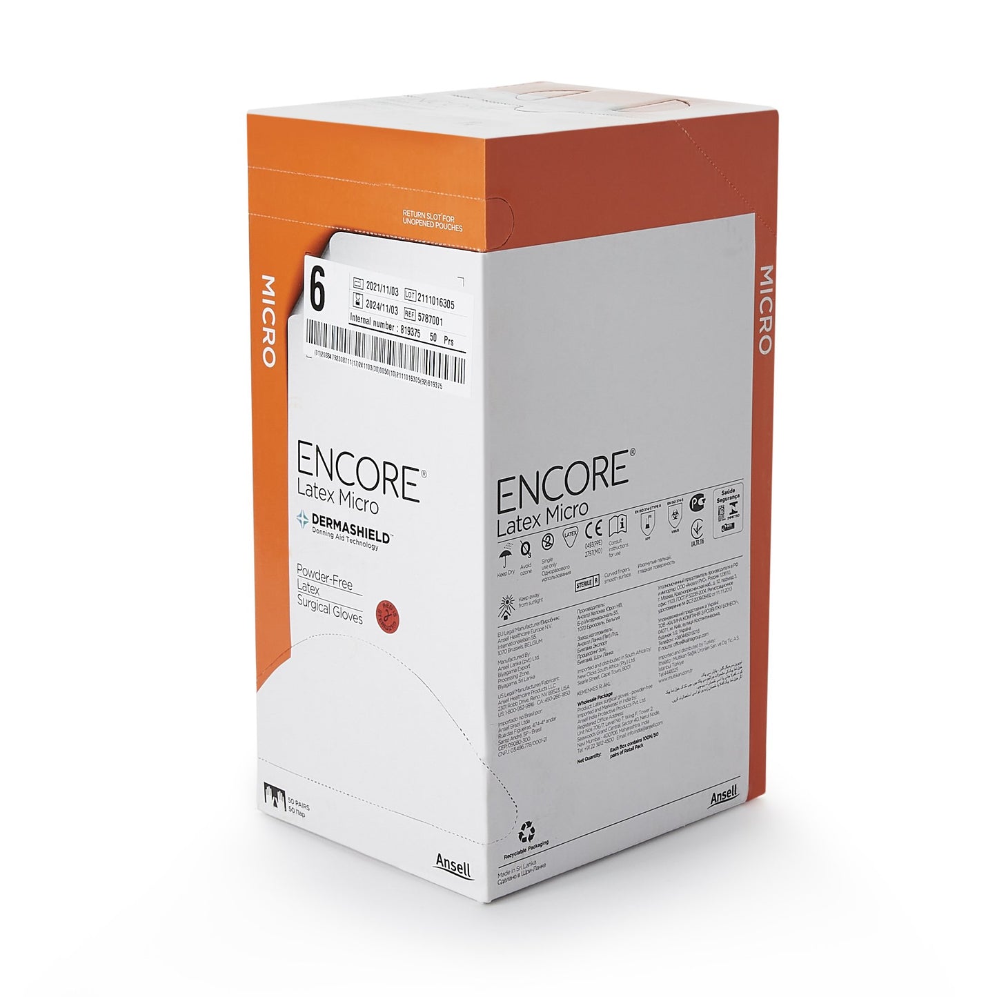 ENCORE® Latex Micro Surgical Glove Size 6 Sterile Latex Standard Cuff Length Micro-Textured Brown Chemo Tested (362175_BX)