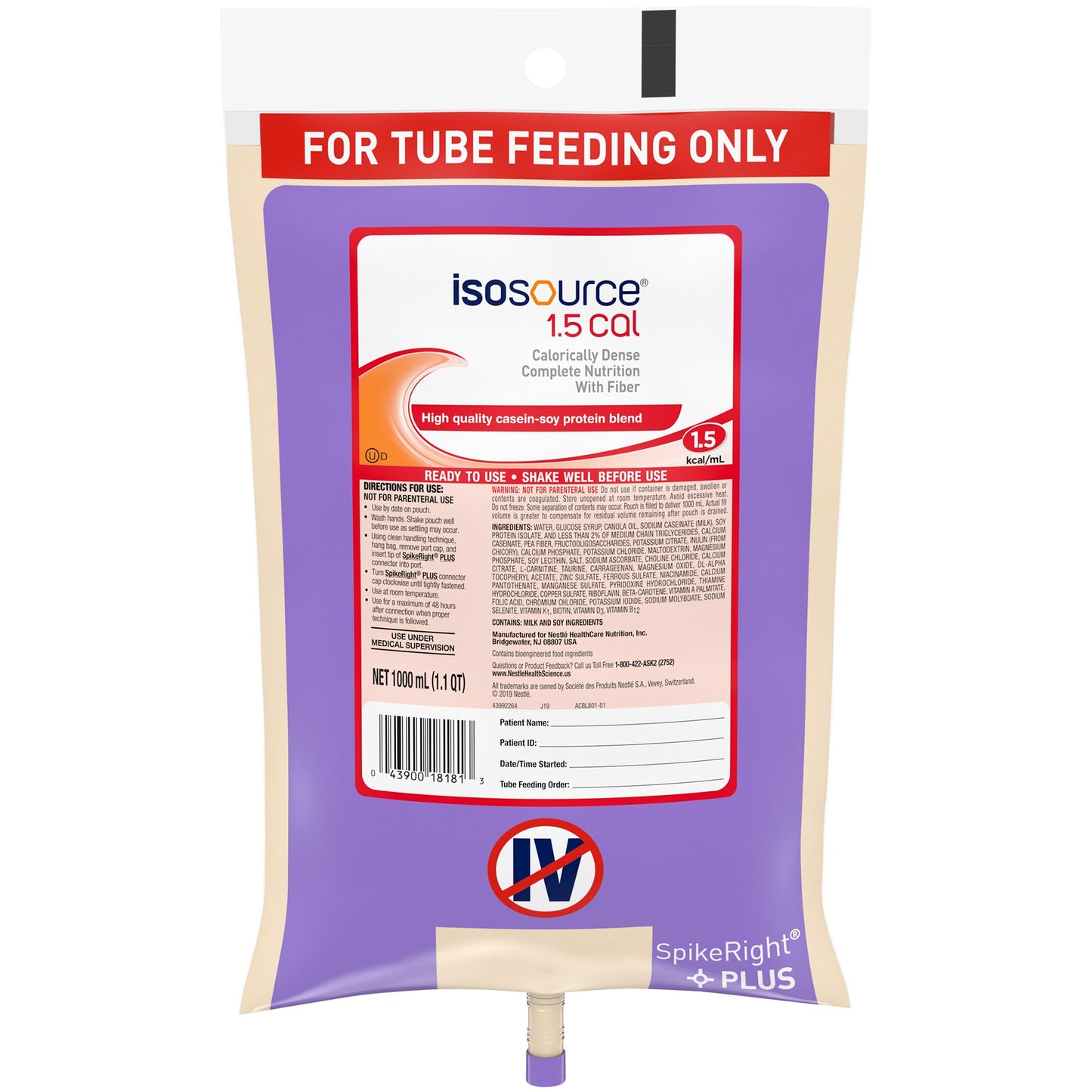 Isosource® 1.5 Cal Tube Feeding Formula Unflavored Liquid 1000 mL Ready to Hang Prefilled Container (693715_EA)