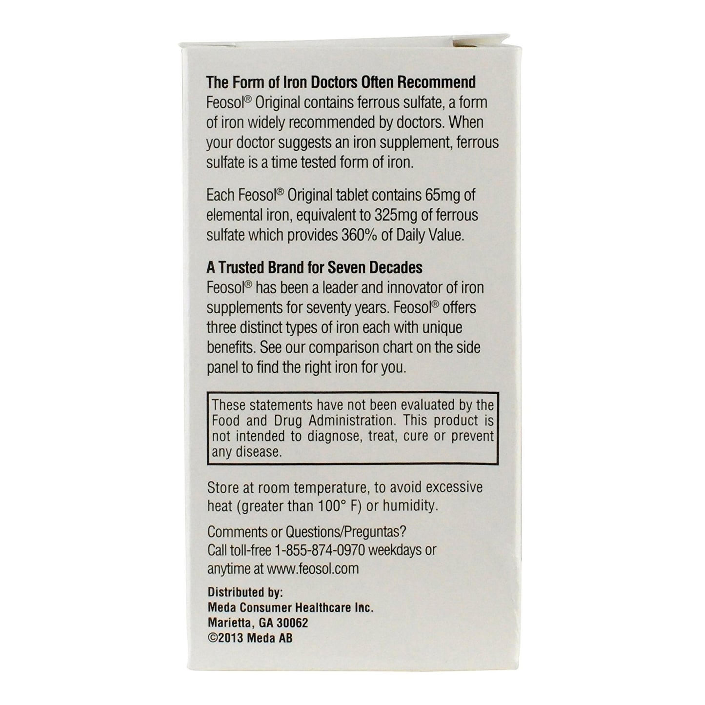 Feosol® Mineral Supplement Iron 65 mg Strength Tablet 120 per Bottle (873069_BT)