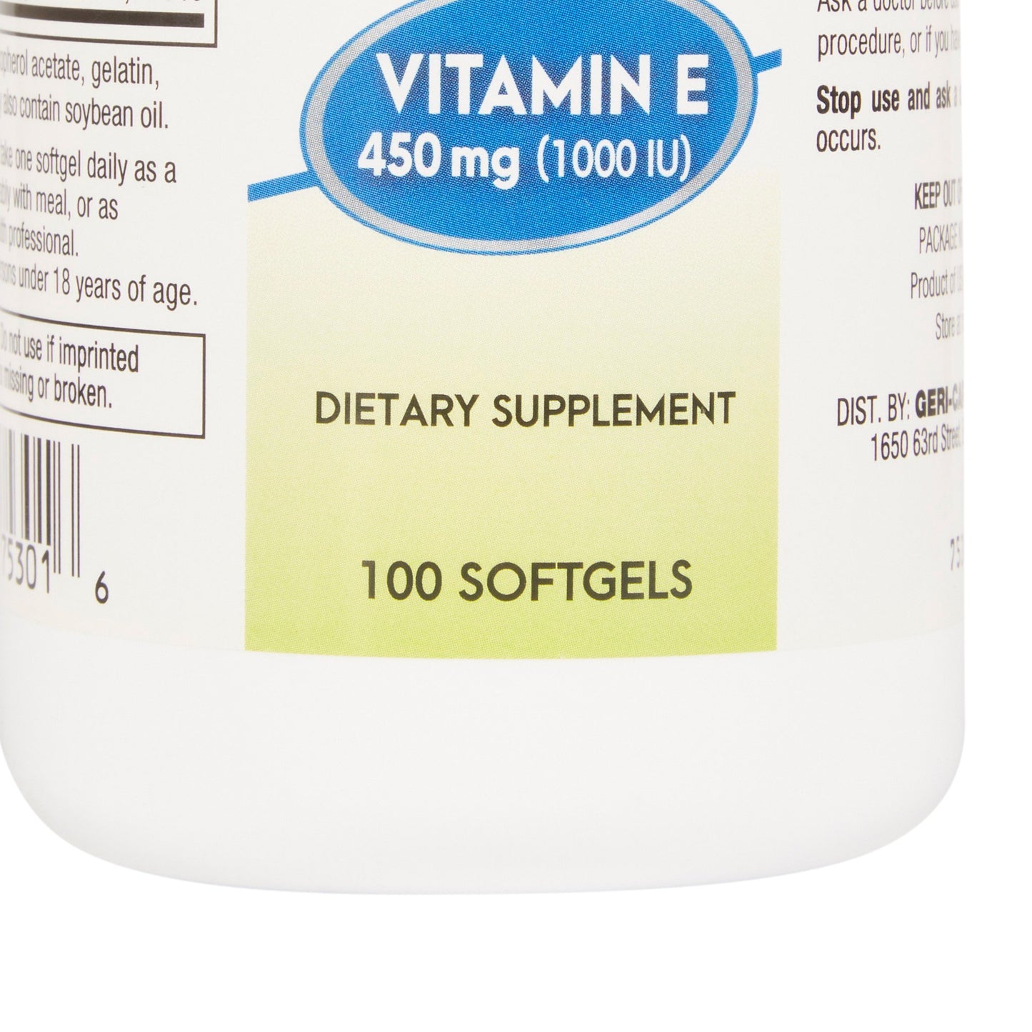 McKesson Brand Vitamin Supplement Vitamin E 1,000 IU Strength Softgel 100 per Bottle (689191_BT)