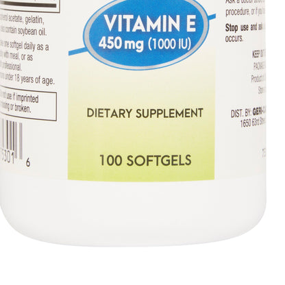 McKesson Brand Vitamin Supplement Vitamin E 1,000 IU Strength Softgel 100 per Bottle (689191_BT)