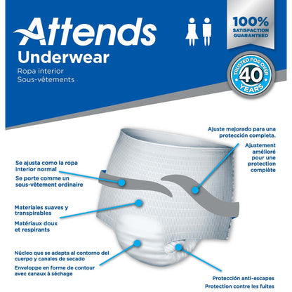 Attends® Care Unisex Adult Absorbent Underwear Pull On with Tear Away Seams Large Disposable Heavy Absorbency (771657_CS)