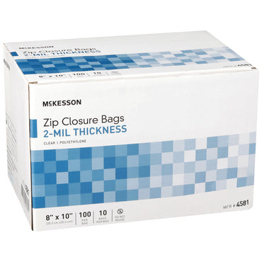 McKesson Reclosable Bag 8 X 10 Inch Polyethylene Clear Zipper Closure (854574_BX)