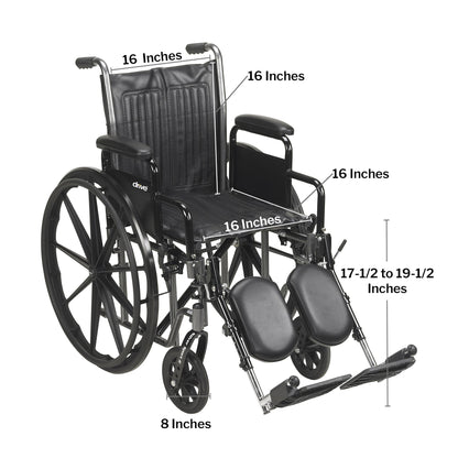 McKesson Wheelchair Dual Axle Desk Length Arm Swing-Away Footrest Black Upholstery 16 Inch Seat Width Adult 250 lbs. Weight Capacity (1065272_EA)