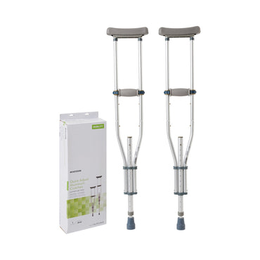 McKesson Underarm Crutches Youth / Adult / Tall Adult 4 Foot 6 Inch to 6 Foot 6 Inch User Height Aluminum Frame 300 lbs. Weight Capacity (1095263_CS)