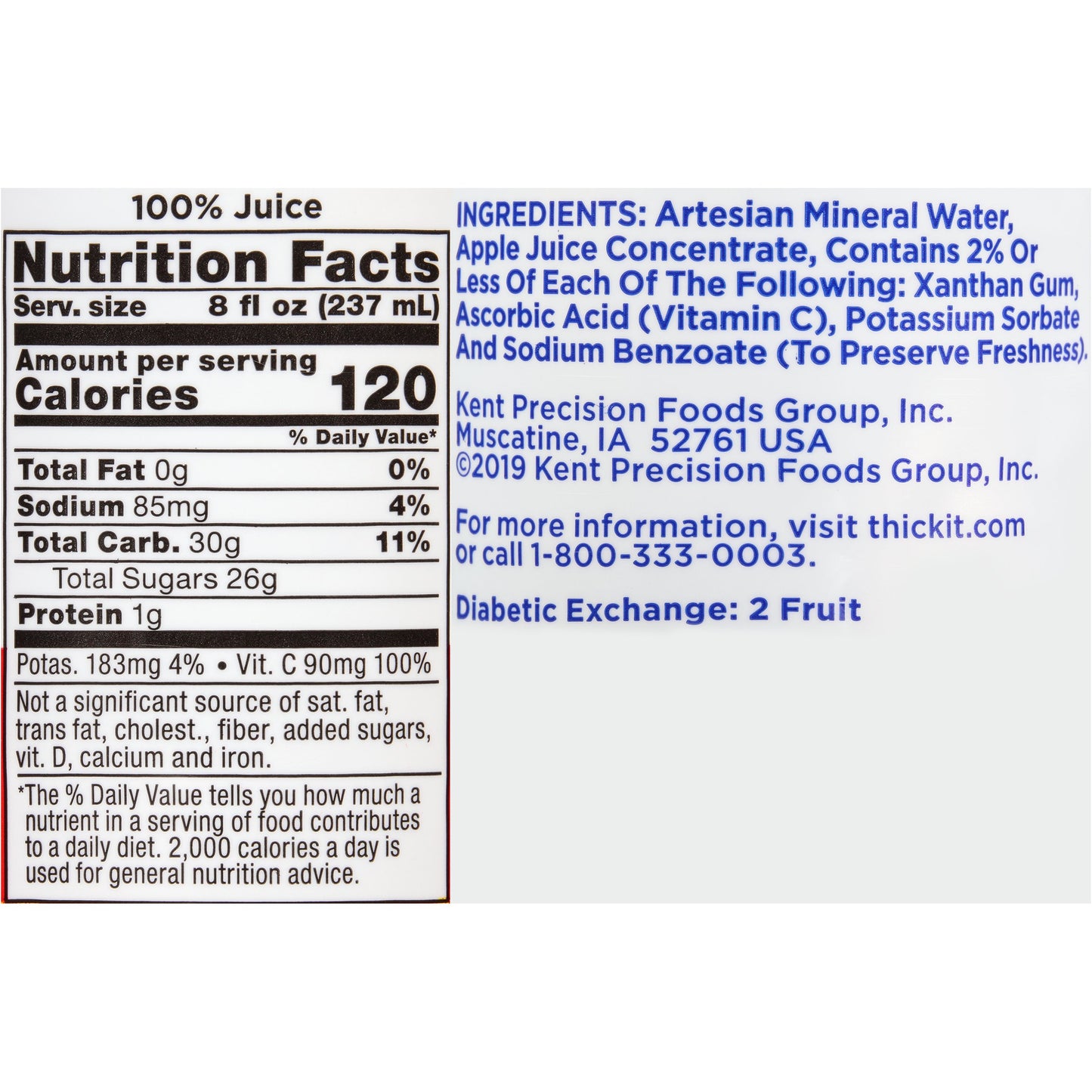 Thick-It® Clear Advantage® Thickened Beverage 8 oz. Bottle Apple Flavor Liquid IDDSI Level 3 Moderately Thick/Liquidized (803928_EA)