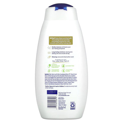 Nivea® Pampering Body Wash with Nourishing Serum Body Wash Cream 20 oz. Bottle Cocoa / Shea Butter Scent (1231873_EA)
