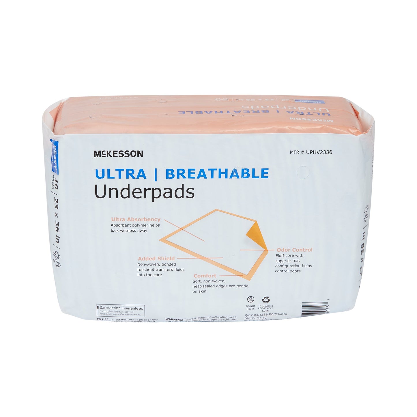 McKesson Ultra Breathable Disposable Underpad 23 X 36 Inch Fluff / Polymer Heavy Absorbency (724054_BG)
