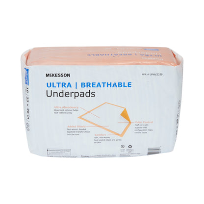 McKesson Ultra Breathable Disposable Underpad 23 X 36 Inch Fluff / Polymer Heavy Absorbency (724054_BG)