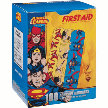 American® White Cross Stat Strip® Adhesive Strip 3/4 X 3 Inch Plastic Rectangle Kid Design (Superman / Wonder Woman / Flash) Sterile (928131_BX)