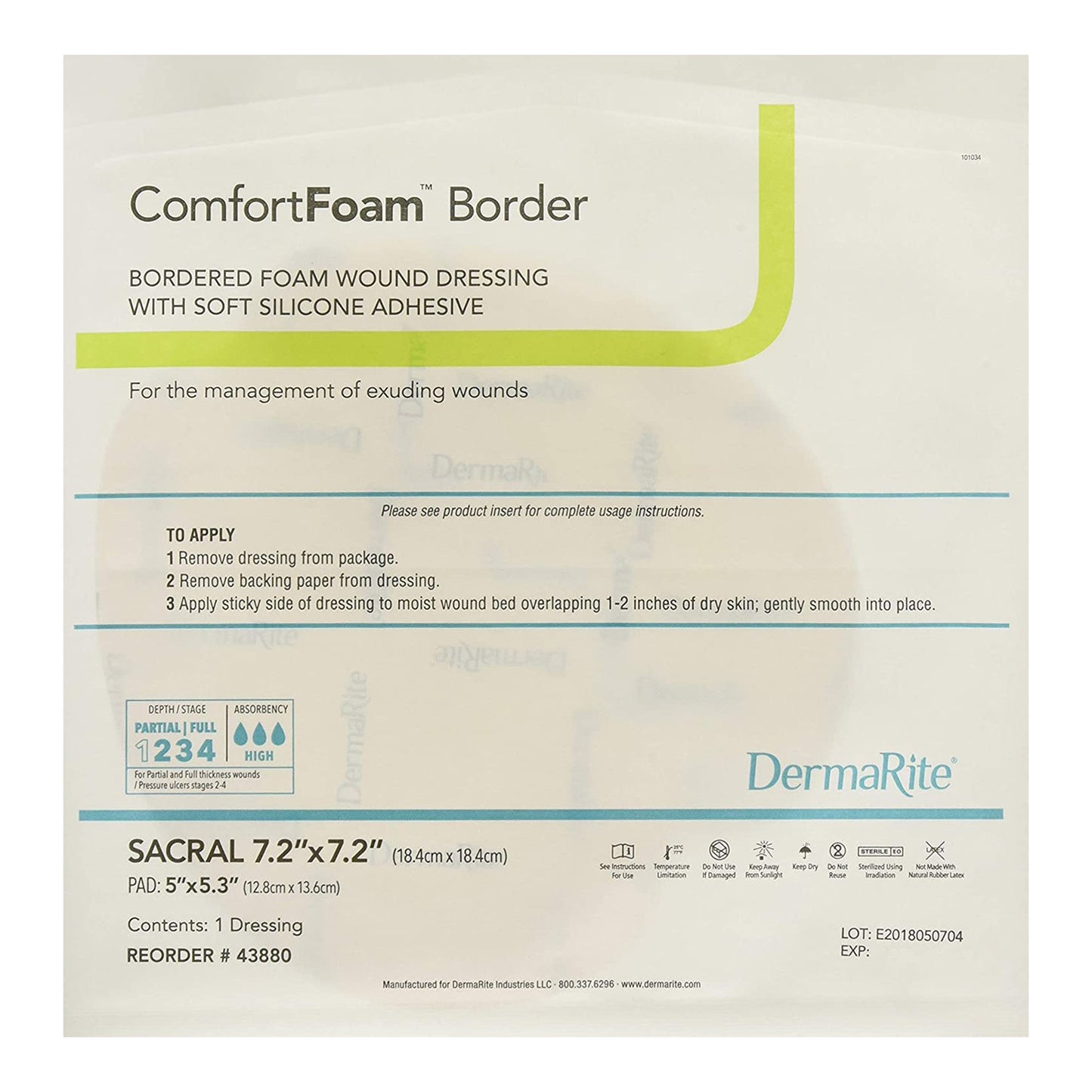 ComfortFoam™ Border Foam Dressing 7-1/5 X 7-1/5 Inch With Border Waterproof Backing Silicone Adhesive Sacral Sterile (944933_BX)