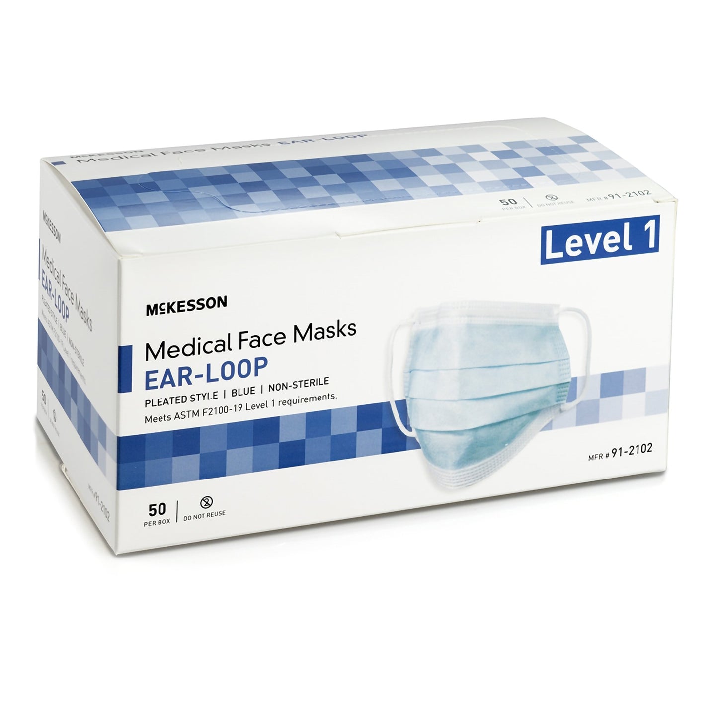 McKesson Procedure Mask ASTM Level 1 Earloops One Size Fits Most (1196784_CS)
