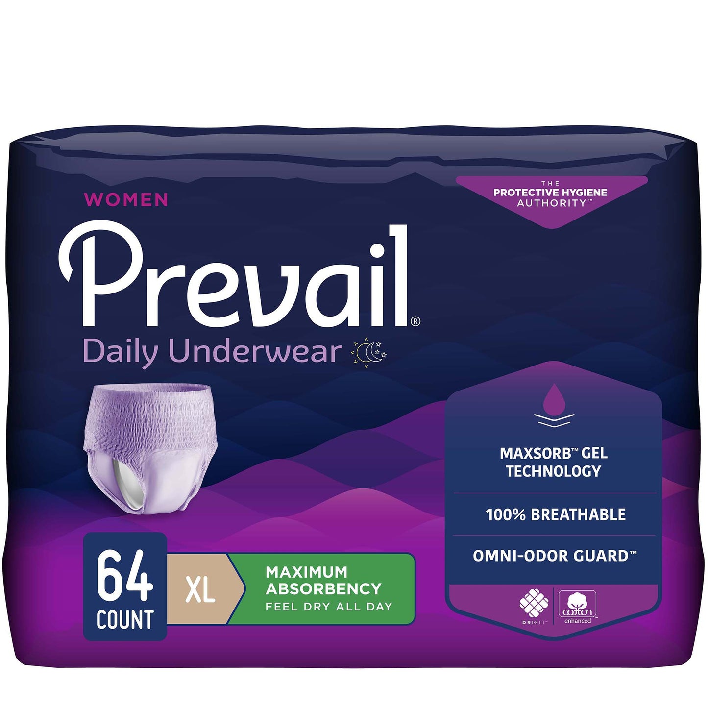 Prevail® Daily Underwear Female Adult Absorbent Underwear Pull On with Tear Away Seams X-Large Disposable Heavy Absorbency (889083_CS)