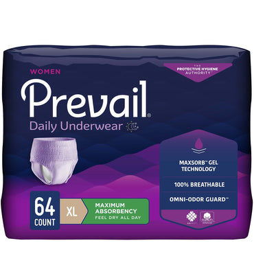 Prevail® Daily Underwear Female Adult Absorbent Underwear Pull On with Tear Away Seams X-Large Disposable Heavy Absorbency (889083_CS)