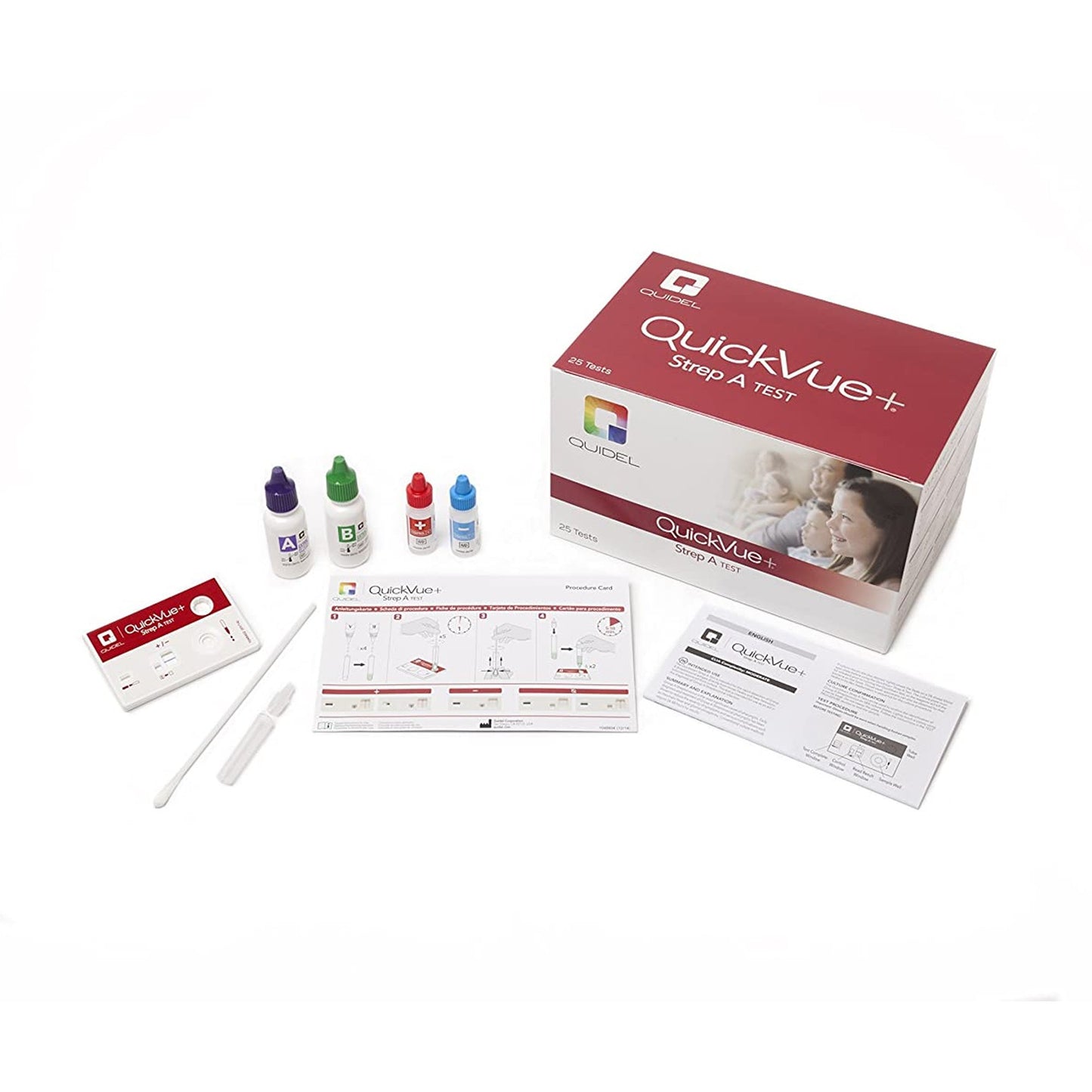 QuickVue+® Strep A Respiratory Test Kit Strep A Test 25 Tests CLIA Non-Waived (447290_KT)