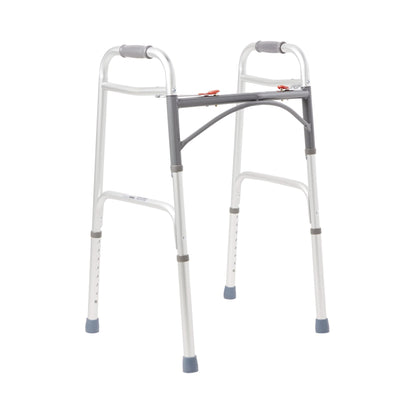 McKesson Dual Release Folding Walker Adjustable Height Aluminum Frame 350 lbs. Weight Capacity 32 to 39 Inch Height (1128907_EA)