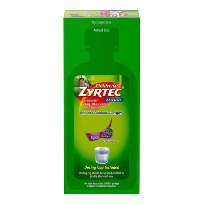 Zyrtec® Children's Allergy Relief 1 mg / 1 mL Strength Solution 4 oz. (1228838_EA)