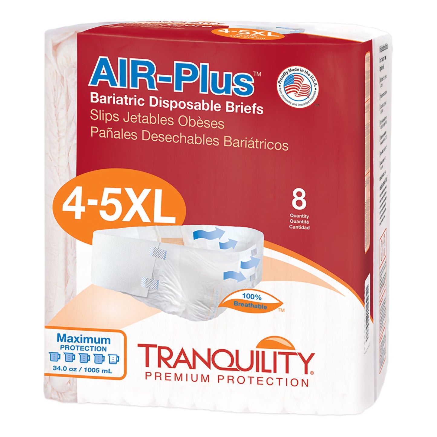 Tranquility® AIR-Plus™ Bariatric Unisex Adult Incontinence Brief 4 to 5X-Large Disposable Heavy Absorbency (763435_BG)
