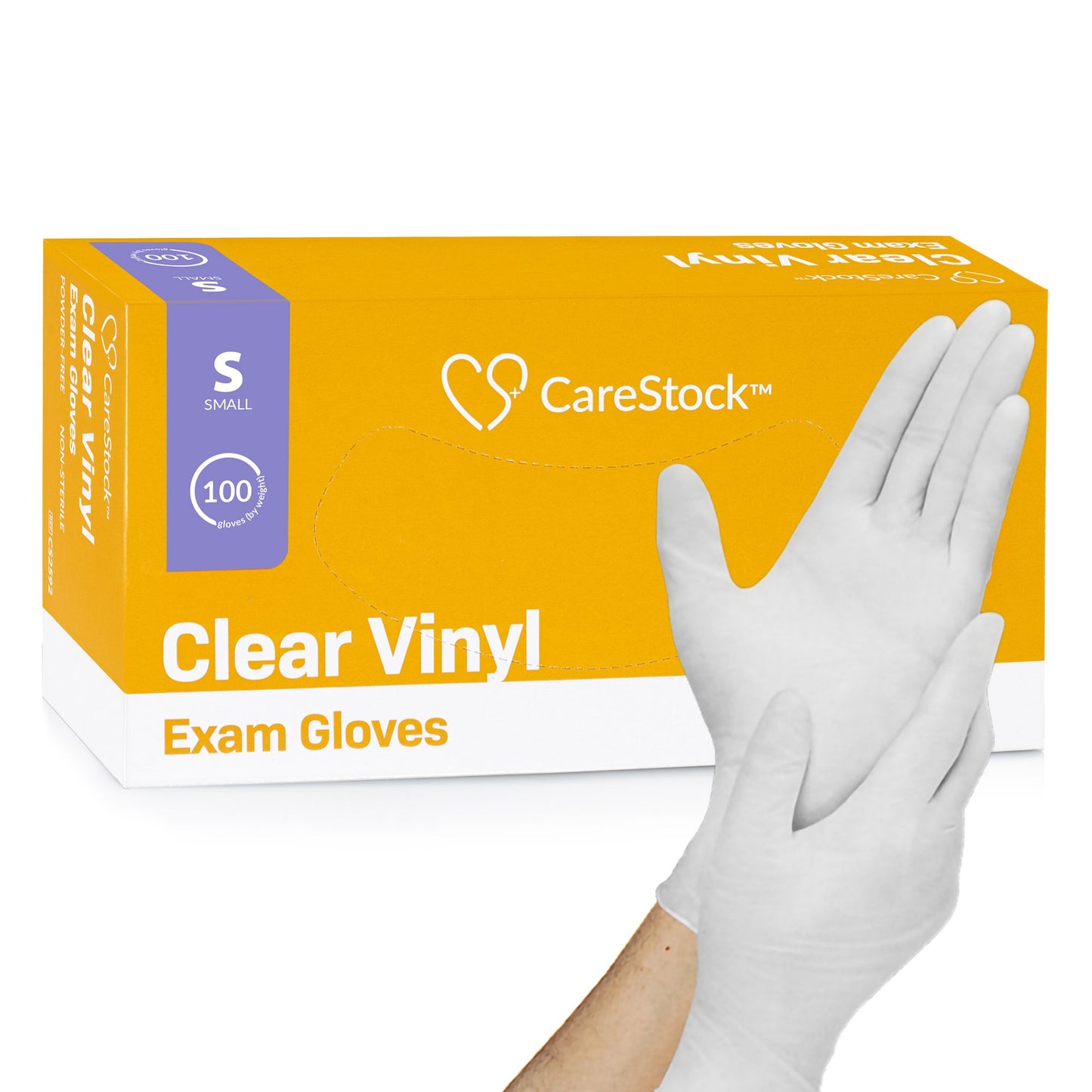 CareStock™ Exam Glove Small NonSterile Vinyl Standard Cuff Length Smooth Clear Not Rated (1230907_CS)