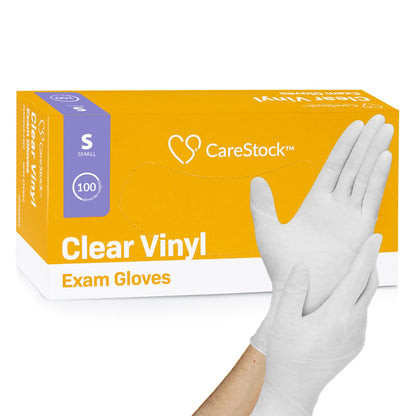CareStock™ Exam Glove Small NonSterile Vinyl Standard Cuff Length Smooth Clear Not Rated (1230907_CS)