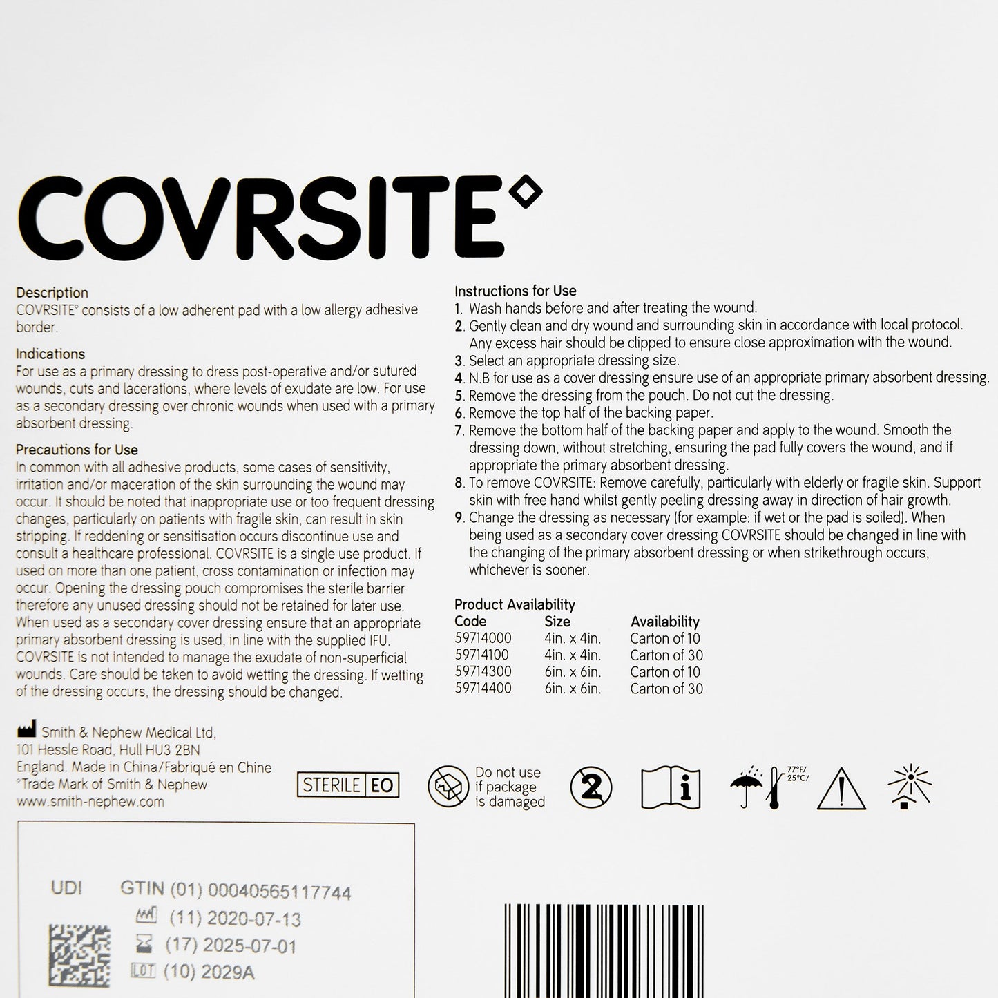 Covrsite Composite Dressing 6 X 6 Inch Square NonSterile Film Backing (350591_CS)