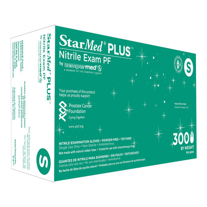 StarMed® Plus™ Exam Glove Small NonSterile Nitrile Standard Cuff Length Textured Fingertips Blue Chemo Tested / Fentanyl Tested (960644_CS)