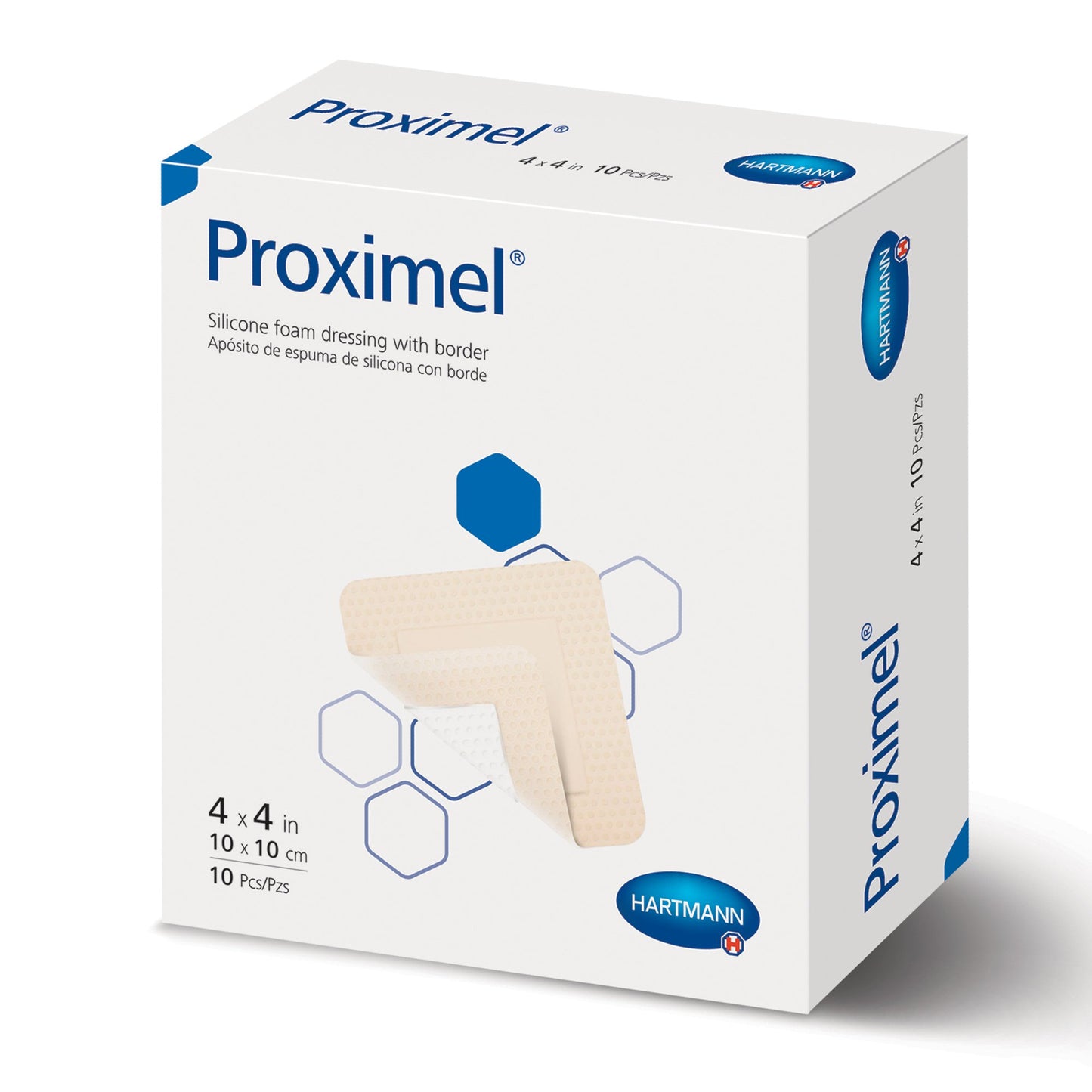 Proximel® Foam Dressing 4 X 4 Inch With Border Waterproof Film Backing Silicone Adhesive Square Sterile (1242744_CS)