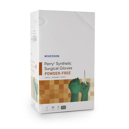 McKesson Perry® Performance Plus Surgical Glove Size 8 Sterile Polychloroprene Standard Cuff Length Smooth Dark Green Chemo Tested (1044740_BX)