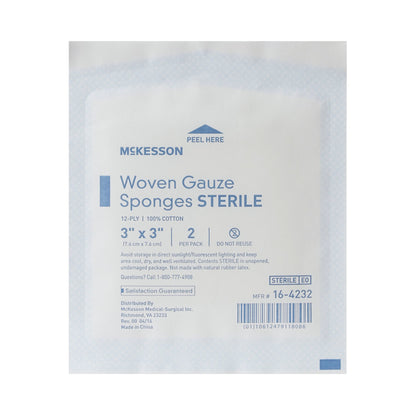 McKesson Gauze Sponge 3 X 3 Inch 12-Ply Sterile 2 per Pack (384816_CS)