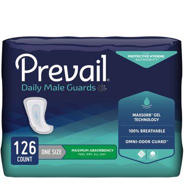 Prevail® Daily Male Guards Bladder Control Pad 12-1/2 Inch Length Heavy Absorbency Polymer Core One Size Fits Most (537655_CS)