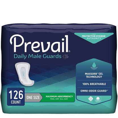 Prevail® Daily Male Guards Bladder Control Pad 12-1/2 Inch Length Heavy Absorbency Polymer Core One Size Fits Most (537655_CS)