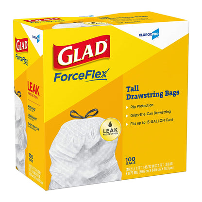 CloroxPro® Glad® ForceFlex Tall Kitchen Trash Bag 13 gal. Gray LLDPE 0.95 mil 24 X 28 Inch Flat Pack (741364_CS)