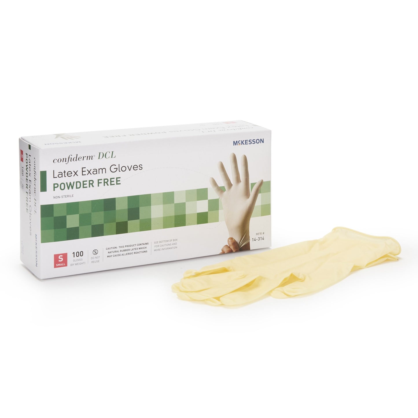 McKesson Confiderm® Exam Glove Small NonSterile Latex Standard Cuff Length Smooth Ivory Not Rated (354435_BX)