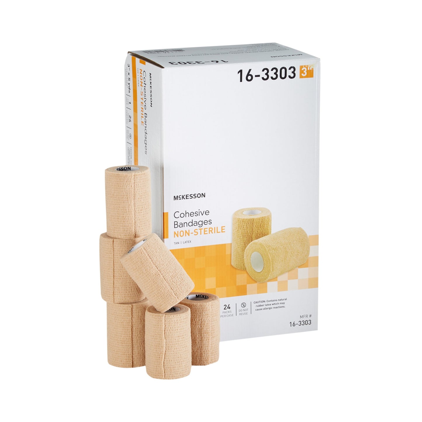 McKesson Cohesive Bandage 3 Inch X 5 Yard Self-adherent Closure Tan NonSterile Standard Compression (464153_PK)