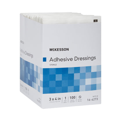 McKesson Non-Adherent Dressing with Adhesive 3 X 4 Inch Sterile 1 per Pack (1086175_BX)